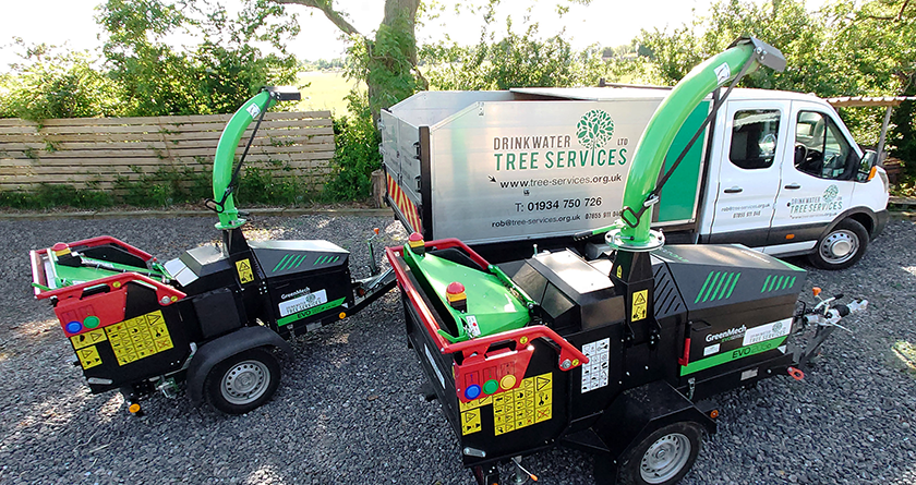 EVO woodchippers at the double for Drinkwater Tree Services